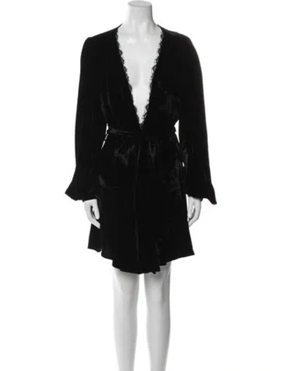 Pre-owned Sleeping With Jacques V-neck Mini Dress In Black