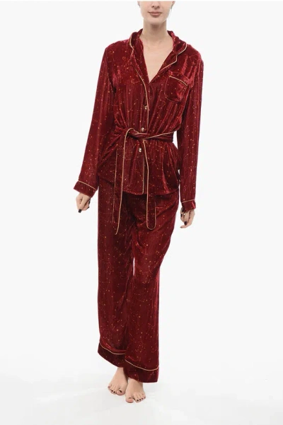 Sleepwalker Velvet Pyjama Set With Constellation Motif