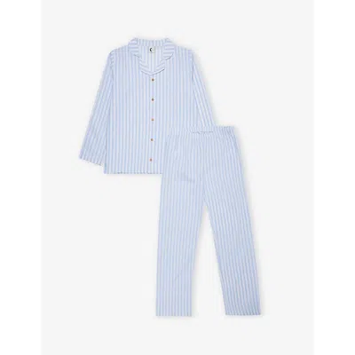 Sleepy Doe Kids' Tripe-pattern Cotton-jersey Pyjama Set 1-11 Y In Blue/white Stripe