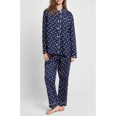 Sleepy Jones Bishop Pajama Set In Navy Polka Dot