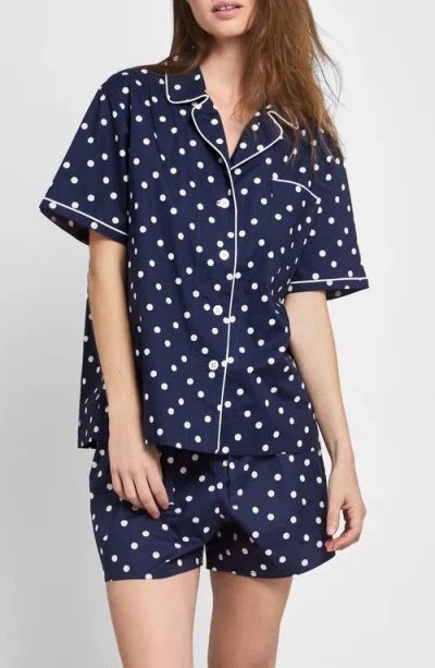 Sleepy Jones Corita Pajama Set In Navy Polka Dot