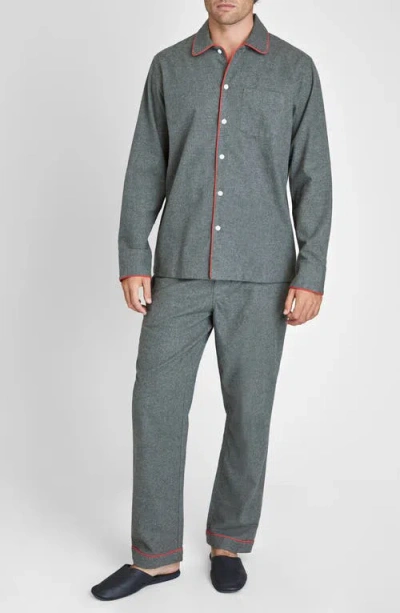 Sleepy Jones Flannel Henry Pajama Set In Gray