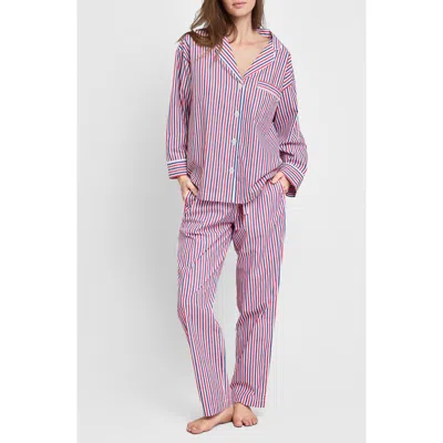 Sleepy Jones Marina Pajama Set In Red & Blue Multistripe
