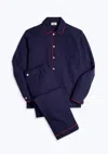 Sleepy Jones Men's Henry Pajama Set In Navy/red Piping Flannel In Multi