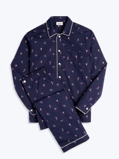 Sleepy Jones Men's Henry Skier Pajama Set In Blue/skier Jacquard In Multi