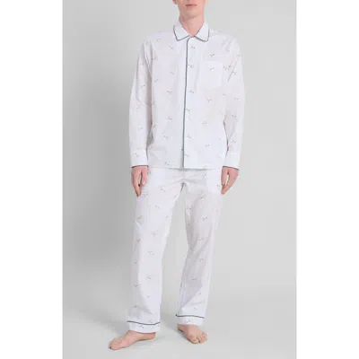 Sleepy Jones Tennis Embroidery Henry Pajama Set In White