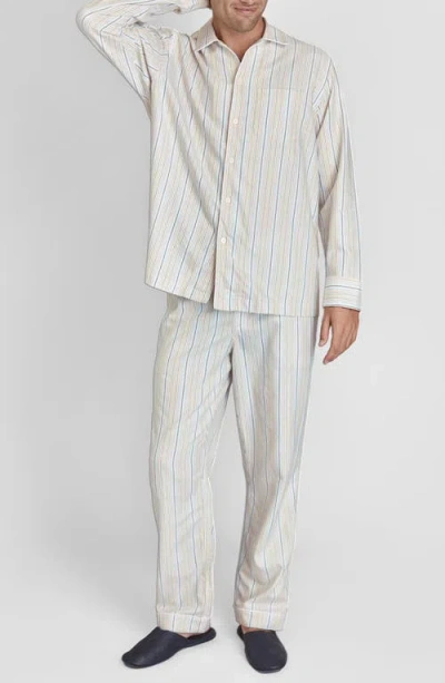Sleepy Jones Twill Stripe Henry Pajama Set In Blue