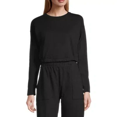 Slick Chicks Womens Adaptive Long Sleeve Crew Neck Lounge Shirt In Black