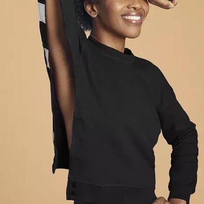 Slick Chicks Womens Adaptive Long Sleeve Crew Neck Sweat Shirt In Black