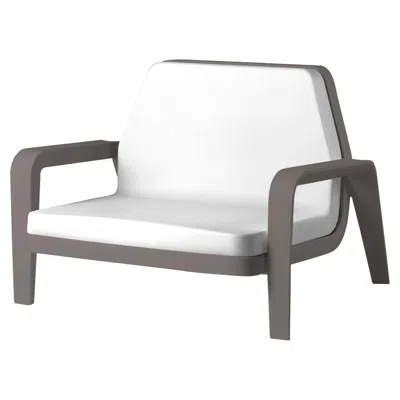 Pre-owned Slide Design America Armchair In Soft White Fabric With Argil Gray Frame