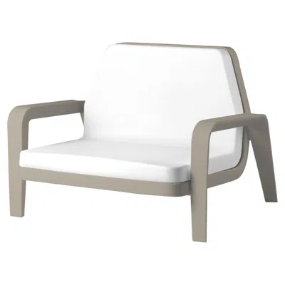 Pre-owned Slide Design America Armchair In Soft White Fabric With Dove Gray Frame
