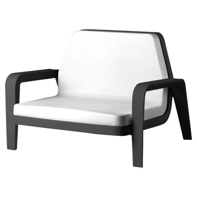 Pre-owned Slide Design America Armchair In Soft White Fabric With Jet Black Frame