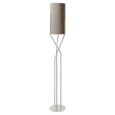 Pre-owned Slide Design Aura Floor Lamp In Melange Ecru Lampshade With White Stem