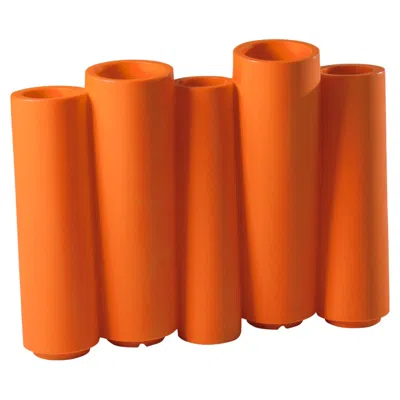 Pre-owned Slide Design Bamboo Cachepot In Pumpkin Orange By Tous Les Trois