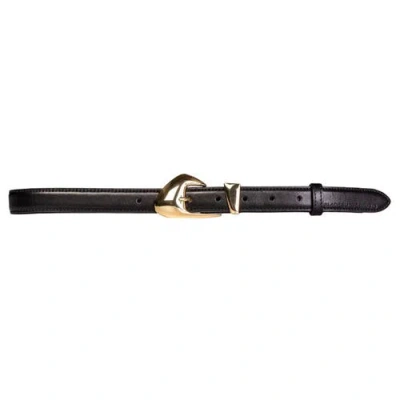 Slim Arrow Belt In Black Leather/gold