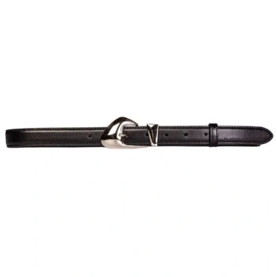 Slim Arrow Belt In Black Leather/silver