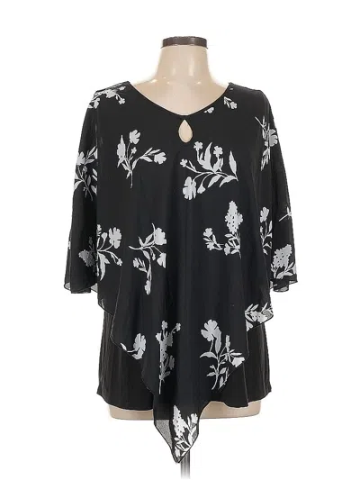 Pre-owned Slim Factor By Investments 3/4 Sleeve Blouse In Black