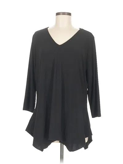 Pre-owned Slim Factor By Investments 3/4 Sleeve T-shirt In Black