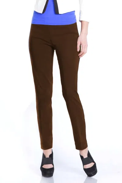 Slimsation By Multiples Ankle Pants In Chocolate In Gold