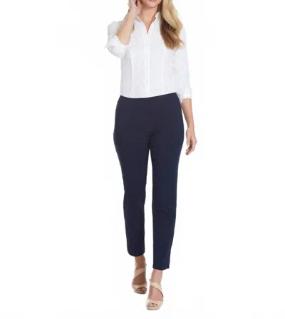 Slimsation By Multiples Clean Slate Crop Ankle Pull-on Pants In Midnight Blue