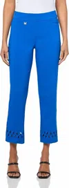 Slimsation By Multiples Embroidered Hem Pull-on Ankle Pant In Bright Royal In Blue