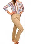 Slimsation By Multiples Fine Line Twill Ankle Pant In Khaki In Green