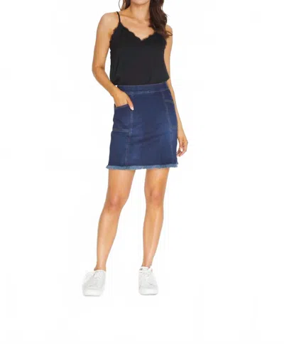 Slimsation By Multiples Jean Fringe Hem Skorts In Dark Indigo In Purple