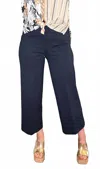 Slimsation By Multiples No Waist Wide Leg Crop Pants In Navy In Blue