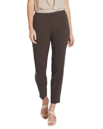 Slimsation By Multiples Pull On Ankle Pant In Bark In Brown