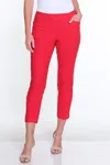 Slimsation By Multiples Pull-on Ankle Pants In Red In Red