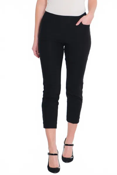 Slimsation By Multiples Pull-on Crop Pants With Front & Back Pockets In Black