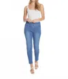 Slimsation By Multiples Pull On Jeans In Medium Indigo In Blue