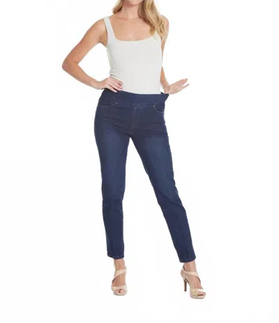 Slimsation By Multiples Pull On Jeans In Midnight Indigo In Multi