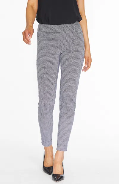 Slimsation By Multiples Pull On Printed Ankle Pant In Black/white In Gray