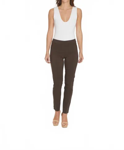 Slimsation By Multiples Pull-on Straight Leg Pant In Chocolate In Brown