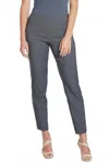 Slimsation By Multiples Pull On Twill Ankle Pants In Dark Charcoal In Animal Print