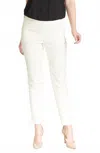 Slimsation By Multiples Pull On Twill Ankle Pants In Ivory In Multi