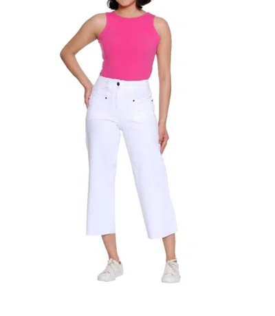 Slimsation By Multiples Raw Edge Hem Crop Jeans In White