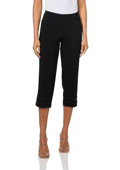 Slimsation By Multiples Ric Rac Hem Pull-on Crop Pant In Black