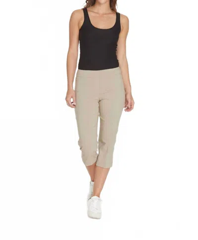 Slimsation By Multiples Wrinkle-resistant Incoming Capri In Stone In Beige
