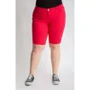 Slink Jeans Bermuda Denim Shorts In Rose Red
