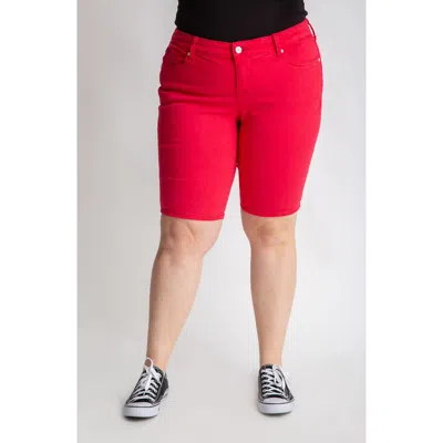 Slink Jeans Bermuda Denim Shorts In Rose Red
