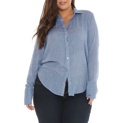 Slink Jeans Collared Long Sleeve Shirt In Blue