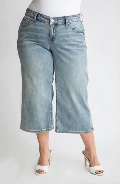 Slink Jeans Crop Wide Leg Jeans In Blue