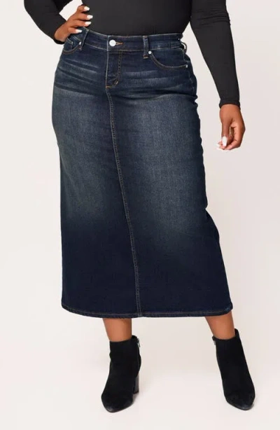 Slink Jeans Denim Maxi Skirt In Ruby