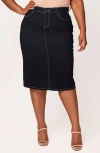 Slink Jeans Denim Midi Skirt In Abigail