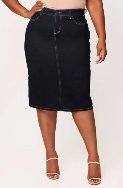 Slink Jeans Denim Midi Skirt In Abigail
