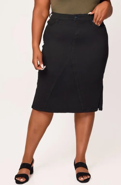 Slink Jeans Denim Midi Skirt In Black