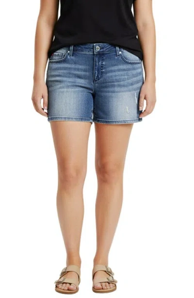 Slink Jeans Distressed Side Vent Jeans In Blue
