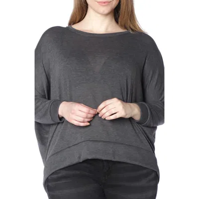 Slink Jeans Dolman Sleeve Ribbed Pullover In Gray